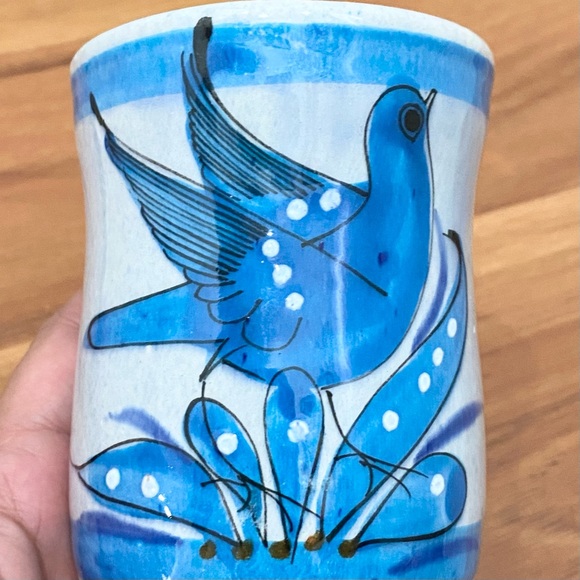 Vintage TONALA Pottery Mexico Blue Bird & Butterfly Mug - Picture 10 of 13